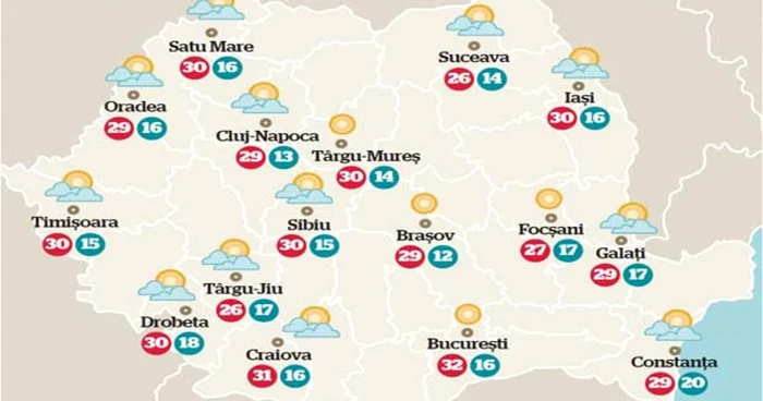 Temperaturile în weekend