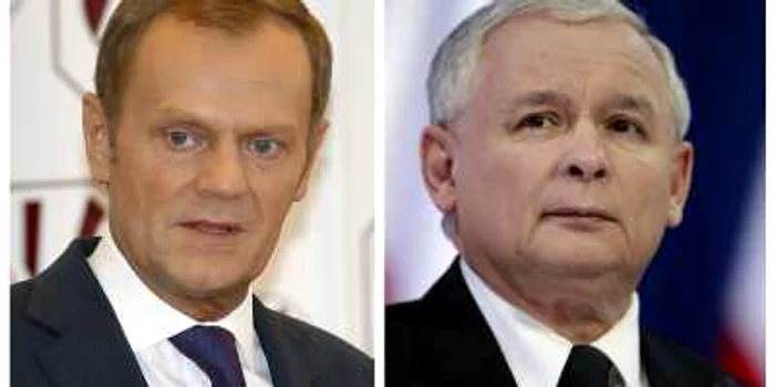 Donald Tusk (stânga) şi Jaroslaw Kaczyński (dreapta)