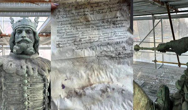 Restaurarea statuii lui Ștefan cel Mare de la Iași (© Facebook / Mihai Chirica)  