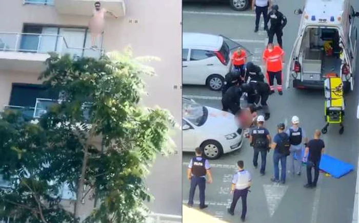 Bărbatul s-a aruncat de la etajul 6 al unui bloc din Bucureşti FOTO Captură video