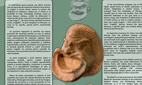 O mască de teatru descoperită în anticul Callatis, exponatul lunii la Muzeul de Istorie Națională și Arheologie Constanța