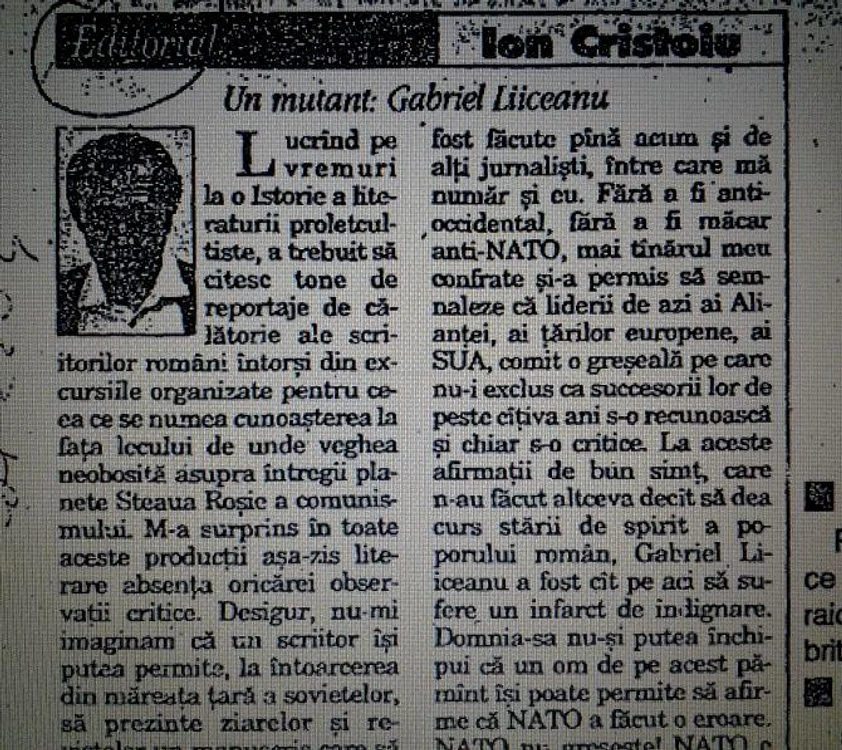 
    Ion Cristoiu:"Liiceanu, un mutant. Repeta fraze papagalicește"  