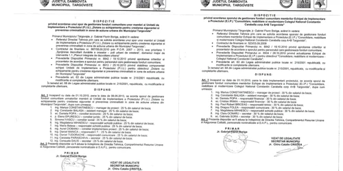 Lista norocoşilor din Primăria Târgovişte care primesc stimulente datorită proiectelor europene