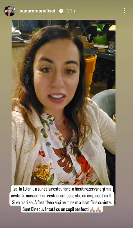 Postarea Oanei Roman / foto: Instagram