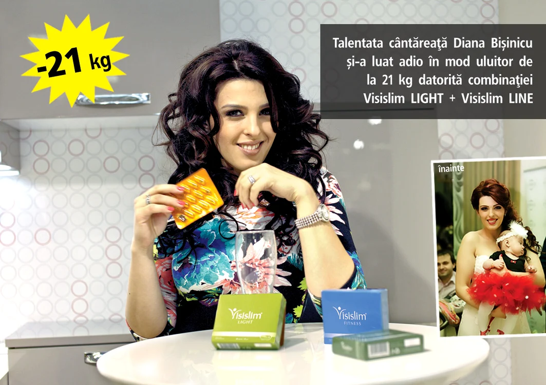 Talentata cântăreață Diana Bișinicu și-a luat adio în mod uluitor de la 21 kg datorită combinației Visislim LIGHT + Visislim LINE