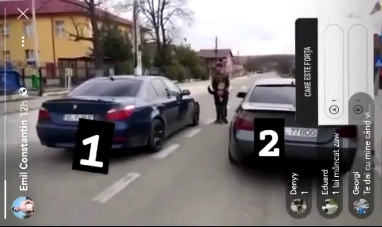 Copil pus să dea startul unei curse ilegale de mașini în județul Vâlcea Sursă captură video FB
