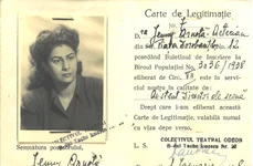 1 ianuarie 1948, București. Legitimaţia Eugeniei-Jeni Acterian (Jenny Arnotă) asistent director de scenă la Teatrul Odeon (© Arhivele Naționale ale României, fond familial Acterian, dosar 48)