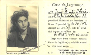 1 ianuarie 1948, București. Legitimaţia Eugeniei-Jeni Acterian (Jenny Arnotă) asistent director de scenă la Teatrul Odeon (© Arhivele Naționale ale României, fond familial Acterian, dosar 48)