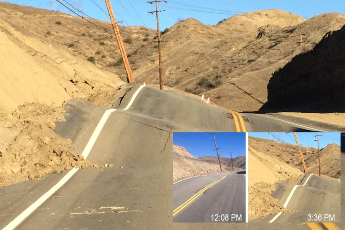 
    Strada s-a ridicat și s-a crăpat într-un timp foarte scurt, fără nicio explicațiefoto: Los Angeles County Department of public works   