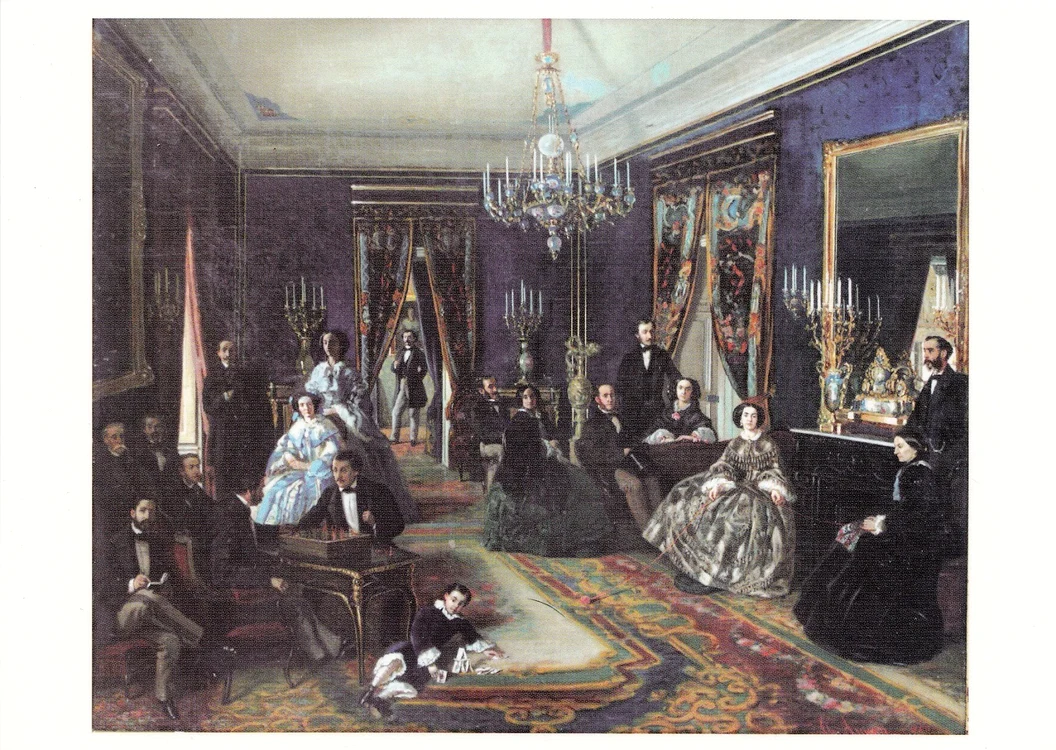 Tabloul Scenă din salonul familiei Ottetelișanu, de Theodor Aman (1858)