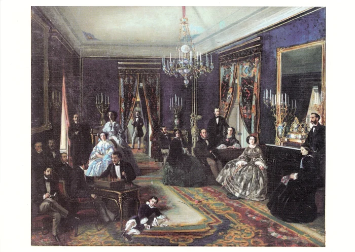 Tabloul Scenă din salonul familiei Ottetelișanu, de Theodor Aman (1858)