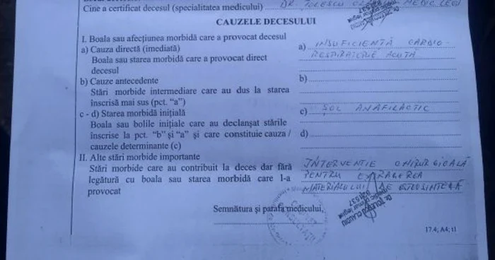 Rudele femii susţin că a decedat din cauza unei injecţii cu Piafen