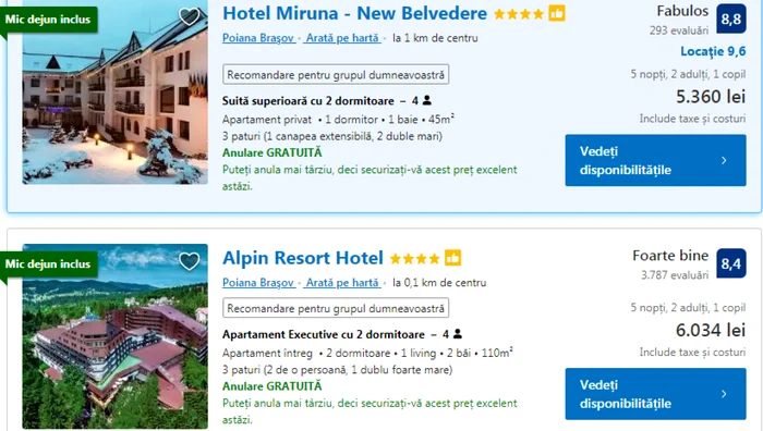 oferte de cazare in hoteluri din poiana brasov