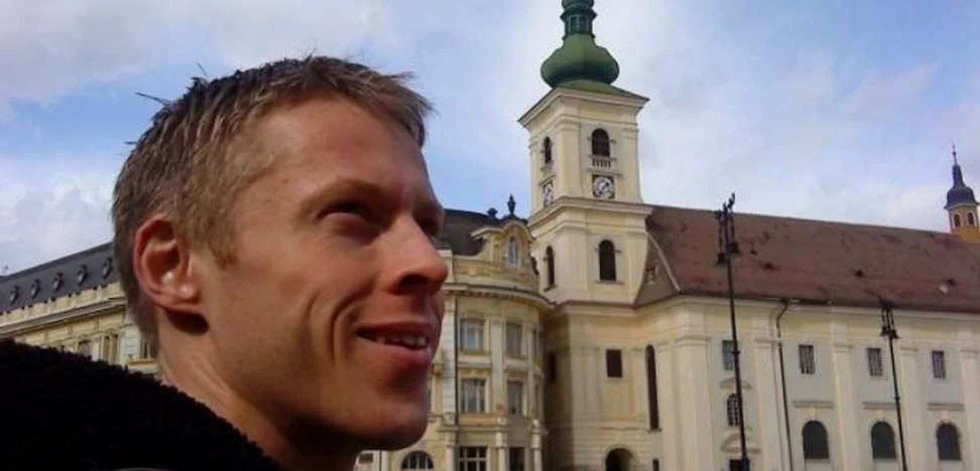 Gunnar Garfors, în timpul excursiei la Sibiu, în România. FOTO
