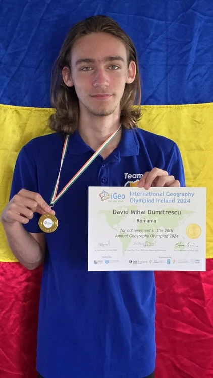 David Dumitrescu, aur absolut la Olimpiada Internațională de Georgrafie 2024 FOTO: arhiva D. D.