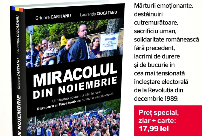 "Miracolul din noiembrie" se va găsi împreună cu ziarul Adevărul la preţul de 17,99 lei