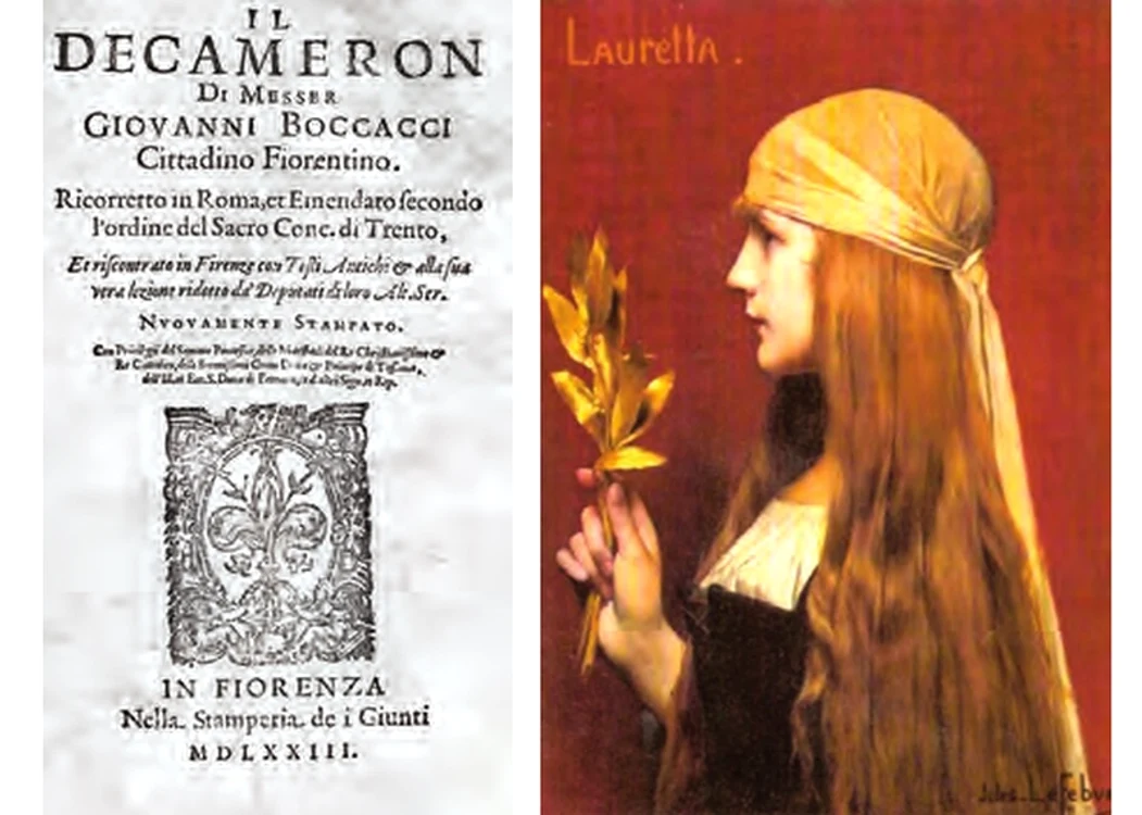 Lauretta, cea care, în Decameron, spune povestea lui Landolfo; portret de Jules Joseph Lefebvre