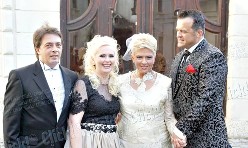 Teo și Constantin,  alături de nașii lor,  Claudia și Romeo Dediu jpeg