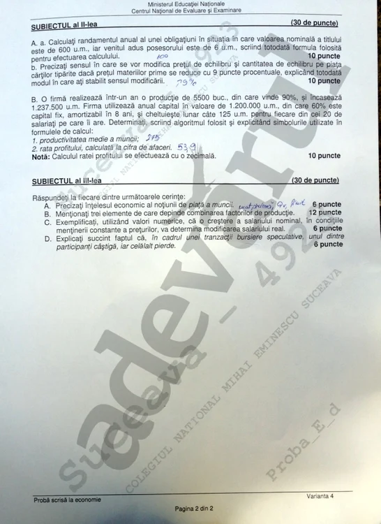 Subiectele la Economie - Bac 2014