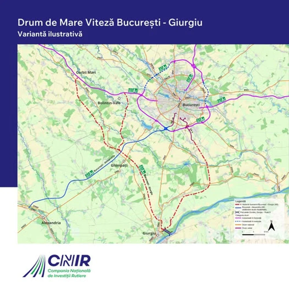 Drumul de mare viteză Bucureşti - Giurgiu ia „startul” în ianuarie. CNIR a dat ordinul pentru realizarea studiului de fezabilitate