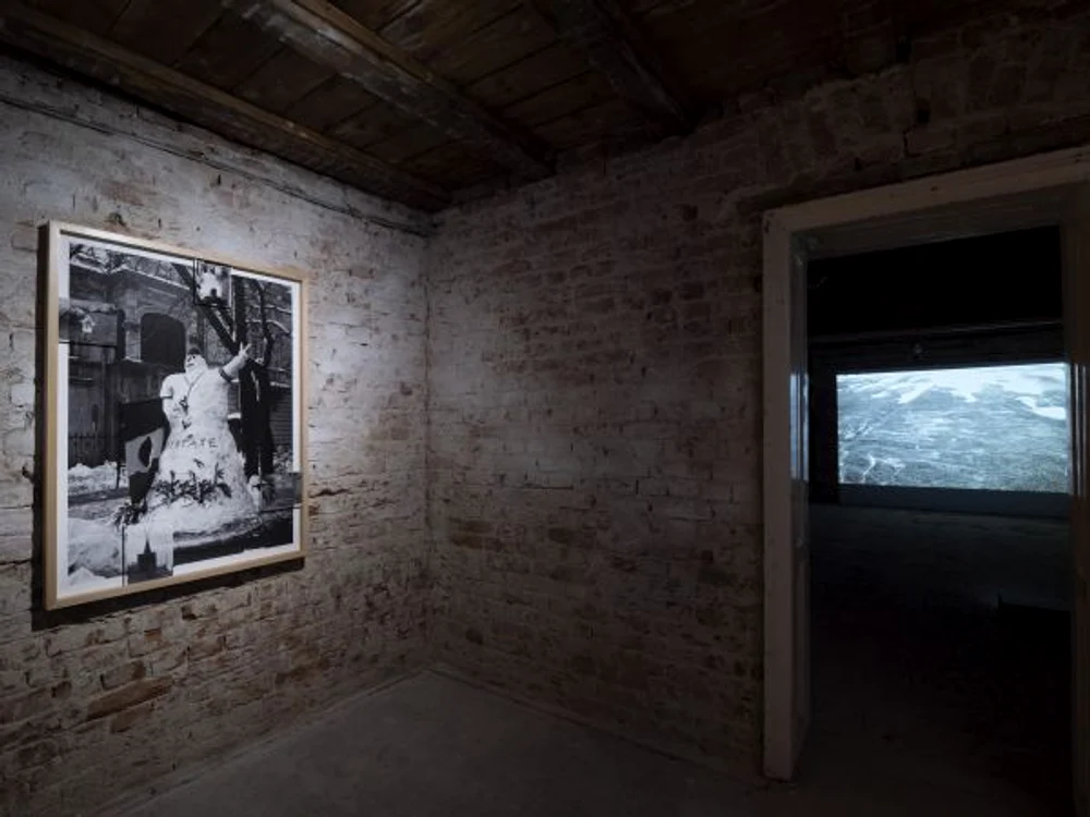 6 vedere din expozitie iosif kiraly echoes libertate 2b stanga si traces of a winter morning video dreapta jpg jpeg