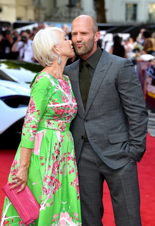 Helen Mirren și Jason Statham la premiera filmului ”Fast & Furious: Hobbs & Shaw”