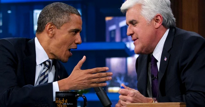 Jay Leno, alături de unul dintre invitaţii săi celebri: prreşedintele american Barack Obama FOTO Reuters