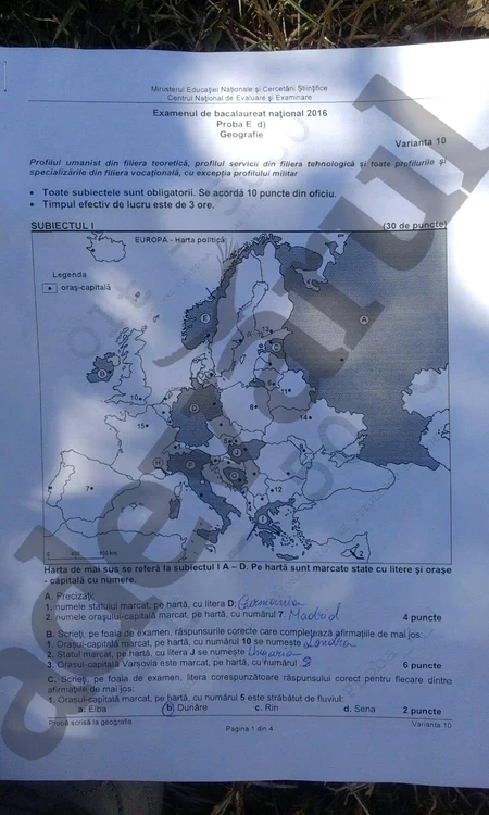 Subiectele de la Geografie - pagina 1