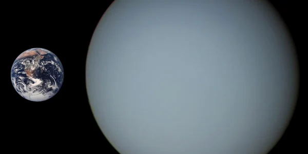 Mărimea lui Uranus comparată cu cea a Pământului (Foto: NASA)