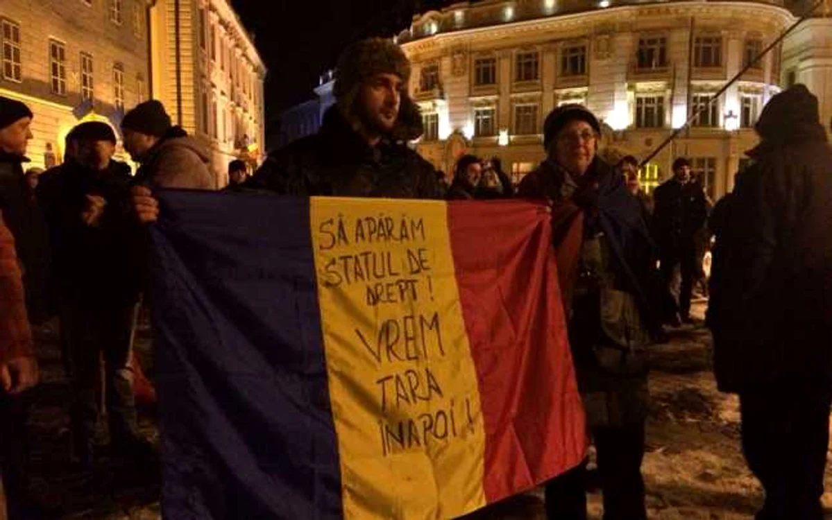 protest sibiu foto turnul sfatului