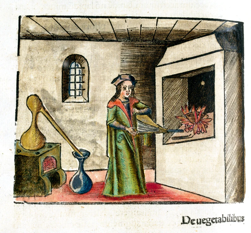 Alchimist la lucru – gravură din Margarita Philosophica,  lucrare considerată „arborele cunoaşterii” şi publicată pentru prima dată în 1503