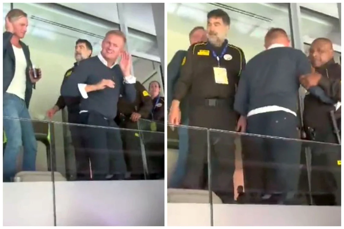 Alfie Haaland, gesturi provocatoare în loja stadionului din Madrid. captură TV