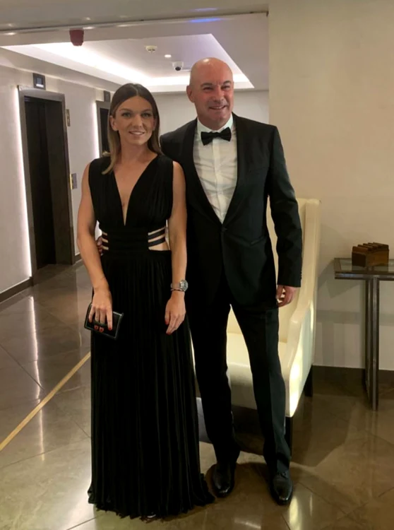 Simona Halep și antrenorul Daniel Dobre la banchetul oficial de la Wimbledon