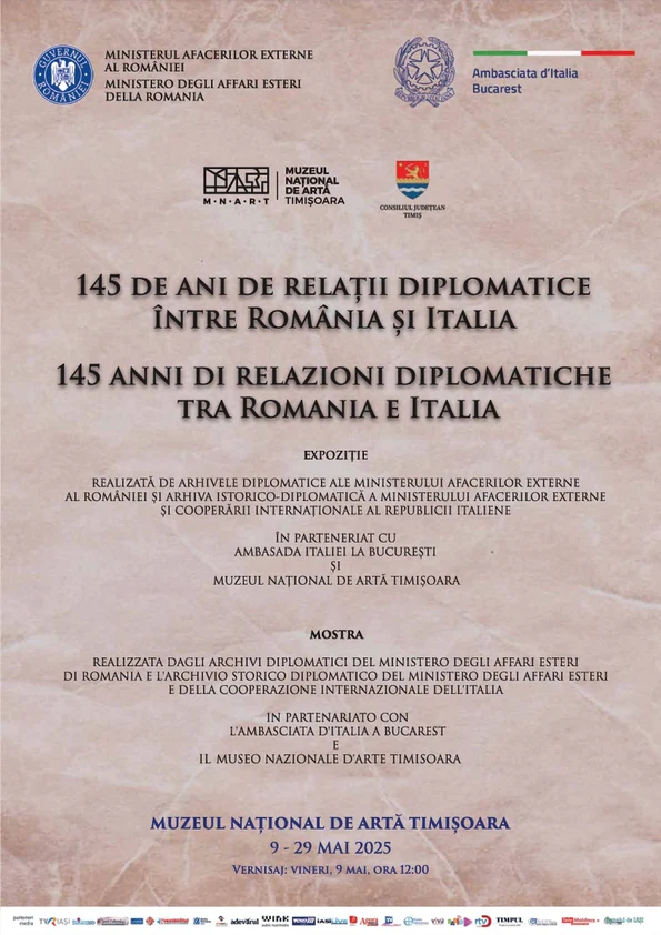 Expoziția „145 de ani de relații diplomatice între România și Italia” la Muzeul Național de Artă Timișoara