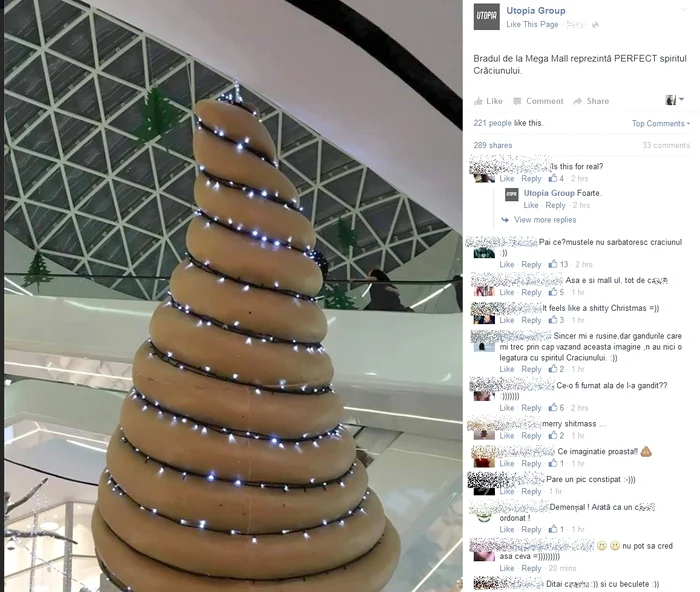Pomul de Crăciun de la mall a ajuns subiect de glume pe Internet