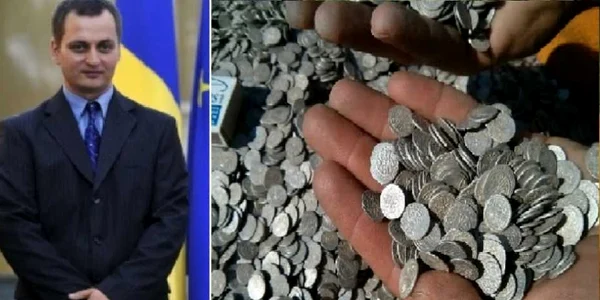 Tezaurul monedelor otomane din Budeşti - comoara găsită de Iulian Enache din Goleşti - Vâlcea Foto colaj
