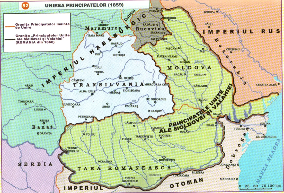 harta romamniei la 1866