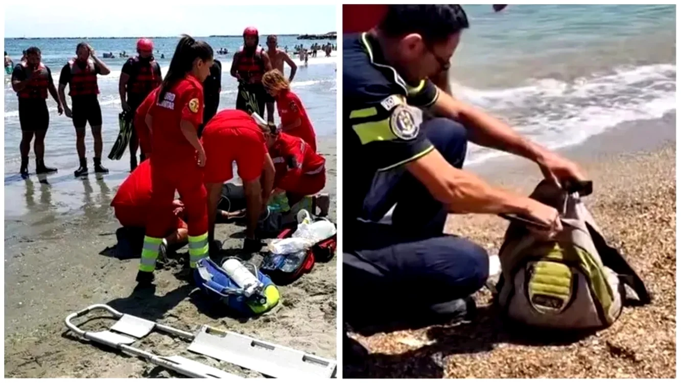 Un bărbat s-a aruncat în mare cu un rucsac plin cu nisip. Foto: Ziarul Constanța.