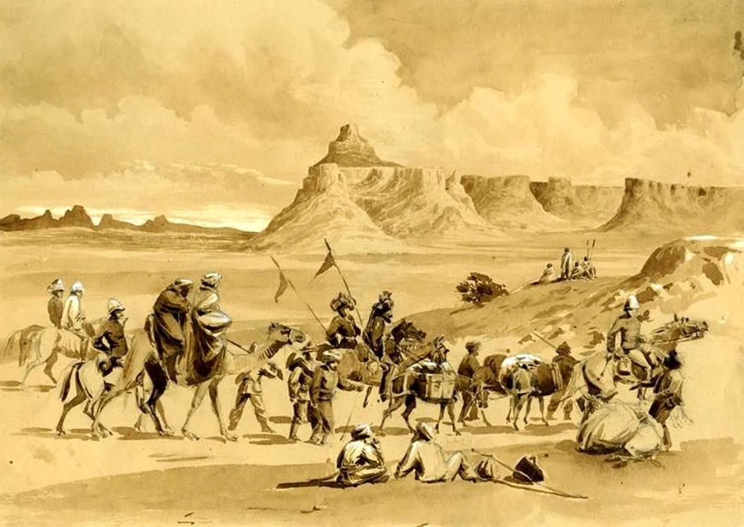 Schiţă a expediţiei din Maqdala, autor Richard Rivington Holmes, sursa British Museum 
