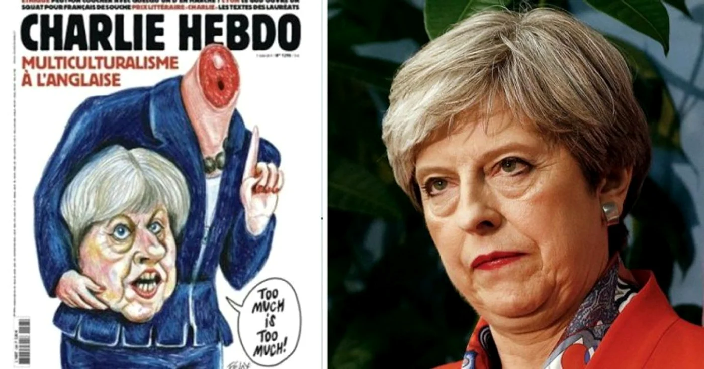 Theresa May apare decapitata in revista Charlie Hebdo FOTO metro.co.uk