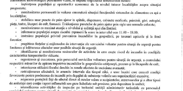 Recomandări pe timp de caniculă 