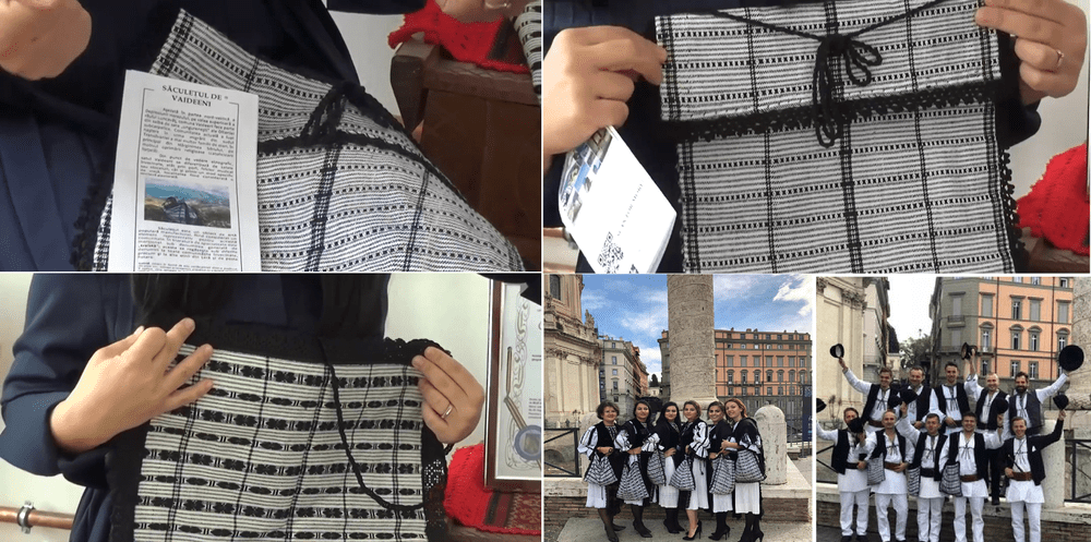 Săculețul de Vaideeni, traista ciobănească din Vâlcea, folosit ca mapă de prezentare. Este marcă înregistrată