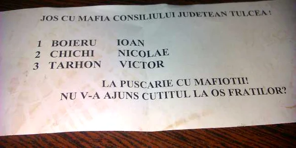 Manifestul răspândit în centrul Tulcei