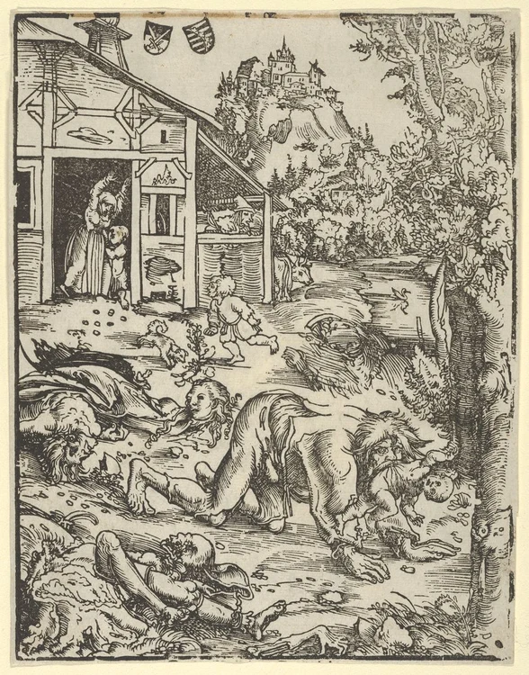 Un vârcolac într-o xilogravură germană, circa 1512
