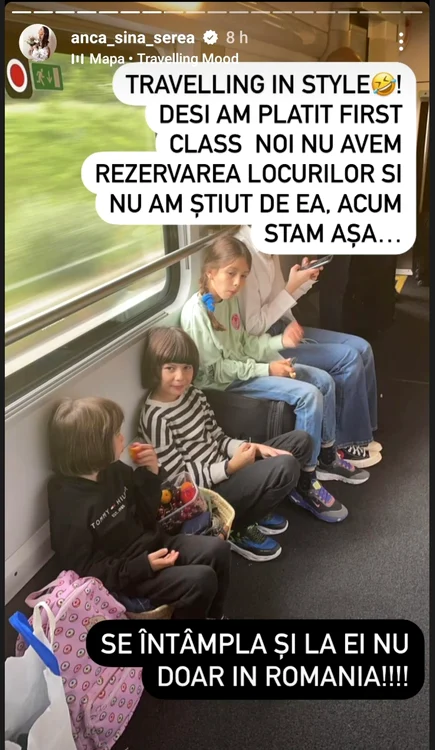 Anca Serea și copiii ei nu au avut locuri în tren Foto: Instagram