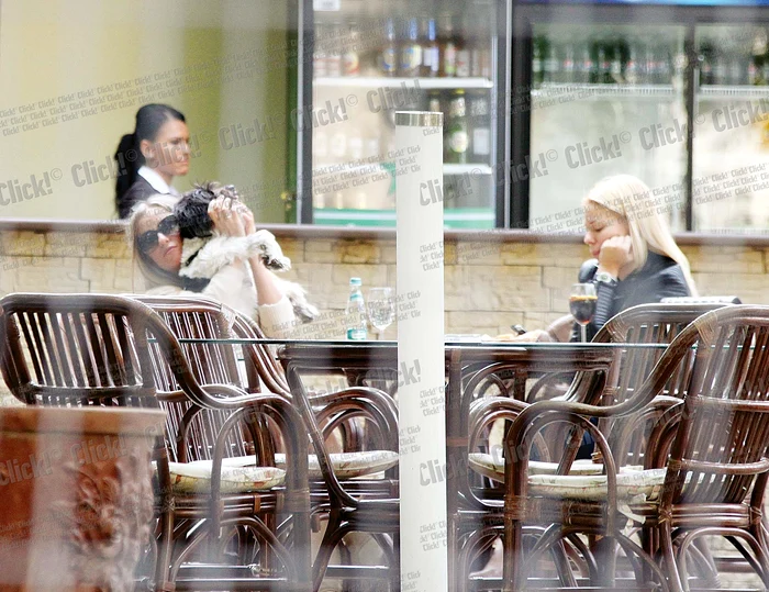 
    Tania Budi şi-a strâns  căţelul în braţe,  timp în care prietena  ei s-a plictisit  