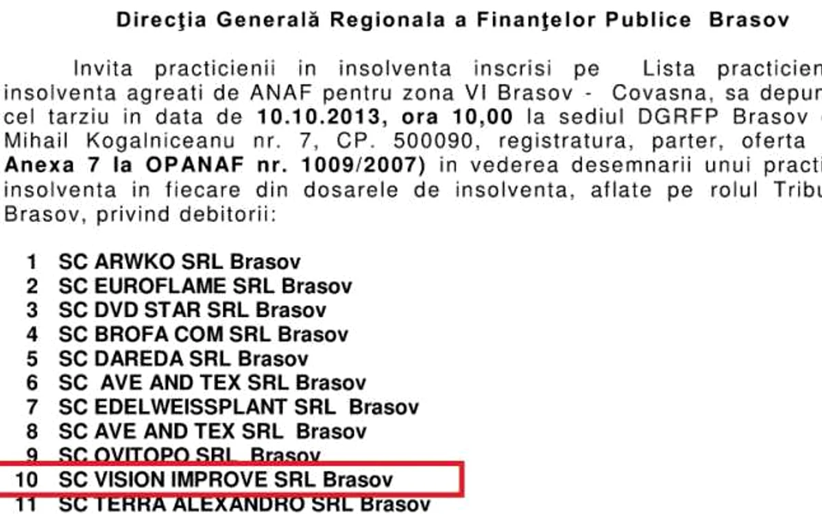 firma insolventa