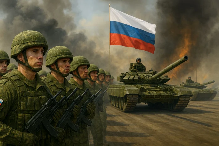 Tancurile Rusiei forțează frontul ucrainean. FOTO: AI