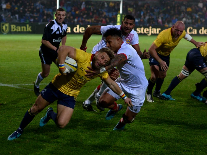 
    România a pierdut cu 20-25 meciul test cu Tonga, în 2017, ratând ocazia de a urcat pe locul 13 în lumeFoto: sportpictures.eu  