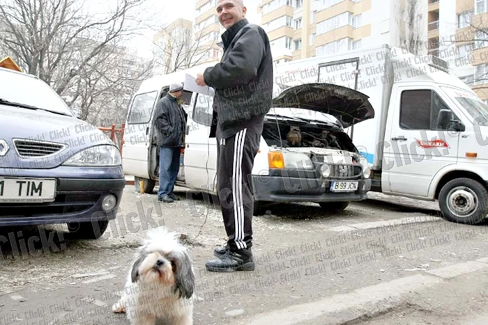 Bobiţă şi Codiţă au fost  scoşi ca să-şi facă  nevoile. Stăpânele lor  au fost oprite de  poliţişti pentru că nu  aveau mătură şi făraş (Fotografii: Dorin Constanda )